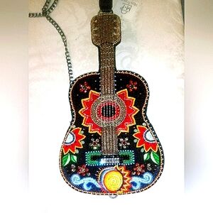 MARY FRANCES NEW Festival Guitar Crossbody Purse Bag Handbag Beaded Colorful NWT